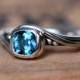 London blue topaz engagement ring - unique alternative - swirl ring - pirouette ring - recycled sterling silver - custom made to order