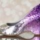 Wedding Shoes - Silver, Lilac and Purple Ombre Sequin Wedding Wedges