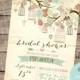 Rustic Bridal Shower Invitation RUSTIC BIRD CAGES - Mint Pink Calligraphy Printable File Tree Flowers Branches