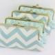Dusty Blue Wedding Clutches / Country Style Bridesmaids Clutches - Set of 4