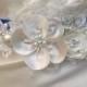 Ivory Pearl Beaded Flower Belt Bridal Wedding Sash Light Ivory 3D Crystal Applique