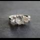 Raw 3 Diamond Trillion Engagement Ring, Rough Diamond Ring, Natural Uncut Diamond Wedding Band, Sterling Silver Engagement Ring, Size 5