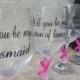 Will you be my maid/ matron of honor bridesmaid personalized monogram wine glass gift choose your vinyl colors 1 glass