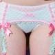 Mint & Pink Floral Garter Belt - Pick Your Size - LIMITED EDITION - Handmade Vegan Bridal