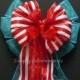 Dr Seuss Birthday Decoration Turquoise Red Bow Wedding Pew Bow Wreath Bow Gift wrap Bow
