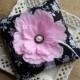 Wedding Ring Bearer Pillow - Soft Pink Peony on Black & White