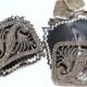 Antique CUT STEEL Buckles FRANCE French Shoe Clips Pair Belt Sash Art Deco Vintage Black Silver Cutout Backings Victory Wedding Accessories