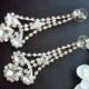 Bridal Crystal Rhinestone Teardrop Earrings, Crystal Rhinestone Dangle Earrings,Bridal Jewelry