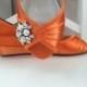 Orange Wedge Wedding Shoes Choose From Over 100 Colors - Wide Size Wedge Available -Bridal Shoes For Outdoor Weddings - Peep Toe Wedge Shoes