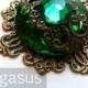 Emerald City Royal Emerald Pendant (design 03)(1 Piece) Bronze Filigree Acrylic Flatback gem lovely for Steampunk or Elven Costumes