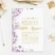 Watercolor Flower Invitation Baby Shower Digital Personalised Bachelorette Party Violet Clover Floral Gold Wedding Birthday Gender 5x7inches