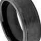 8MM Men's Wedding Engagement Anniversary Band Cobalt Ring Black Enamel Plated Stepped Edge Hammered Finish Center Size 7-15 1/2 Sizes