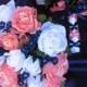 Navy and Coral Reef Bridal Bouquet, Silk Coral Reef and Navy Wedding Flowers