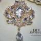 Huge Crystal Brooch Pin Large Gold Rhinestone Brooch Bouquet  Wedding Bridal Accessories Sash Pin Back 95mm 687380