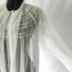 Vintage 1950s Chiffon Peignoir Robe Radcliffe White Dressing Gown Long Sleeves Burlesque Mint Condition Peek A Boo Honeymoon Jackpot Jen