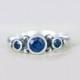 Blue Sapphire Engagement Ring Triple Sapphire Ring Triple Natural Sapphire Ring Sterling Silver Promise Ring September Birthstone