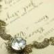 Bridal necklace crystal filigree vintage style antiqued brass gem Victorian rhinestone jewel wedding jewelry