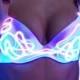 Squiggle White Sound Activated Light Up Bra, El wire bra blinks to the beat light up bra NeonNancy Rave Bra, EDC, festival, ultra, electric