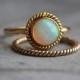 14k Gold Opal ring - Engagement ring - Wedding ring - Artisan ring - October birthstone - Bezel ring - Gift for her - Christmas gift