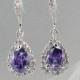 Crystal Bridal earrings  Wedding jewelry Swarovski Crystal Wedding earrings Bridal jewelry, Ariel Purple  Drop Earrings