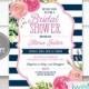 INSTANT DOWNLOAD - Navy Pink Bouquet - DIY Printable Bridal Shower Invitation