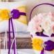Cadbury Purple and Yellow Flower Girl Basket, Wedding Ring Bearer Pillow, Wedding Ring Pillow, Purple Wedding Pillow, Flower Girl Basket