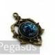 Nebula Blue Opal Glass Cabochon Pendant (2 piece)(9 color option) 12mm cabochon bronze jewelry Pixie Court Fauna Pendant