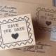 Save the Date Rubber Stamp, Postage Stamp Style with Heart, for Wedding Invitation Envelopes, Vintage, Typewriter