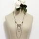 Bridal flapper drape necklace 1920's art nouveau filigree brass crystal jewel great gatsby bronze rhinestone vintage bride