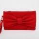 Promotional sale   - -Red bow wristelt clutch,bridesmaid gift ,wedding gift ,make up bag,zipper