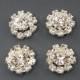 Flat Back Rhinestone Buttons Jewelry Supply for Bridal Wedding DIY Crafts Silver Round Earring Finding LG1-1