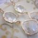 Gold Crystal Earrings Clear - Teardrop Circle Glass Earrings - Bridesmaid Earrings - Bridal Earrings - Wedding Earrings - Bridesmaid Jewelr