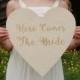 Here Comes The Bride Heart Wood Heart Engraved Here Comes The Bride Sign Rustic Wedding Sign Barn Wedding 