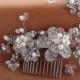 Swarovski crystal  floral hair comb, Crystal pearl Swarovski bridal hair comb,Bridal headpiece,Bridal hair accessories, Wedding headpiece,