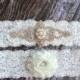 Rhinestone and Pearl Garter Set / bridal garter/ lace garter / toss garter / vintage / Shabby Chic
