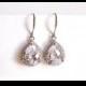 Silver Crystal Wedding Earrings - Rhodium Plated Small Clear Dangle Teardrop Earrings - Bridal Bridesmaids Maid of Honor Jewellery Gift