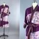 Silk Robe / Silk Sari Robe / Silk Kimono Robe / Vintage Indian Sari / Silk Dressing Gown Wedding Lingerie / Boho Bohemian / Purple Pink Ikat