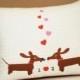 Wiener Dog Dachshund Pillow - Doxies in Love Wedding Anniversary Pillow
