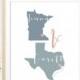 Wedding Guest Book Alternative Print Two State Map Guest Sign In Board