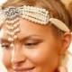 Bridal headband, pearl headband, wedding headband, The great Gatsby hair jewelry- bridesmaid headband, Ivory headband