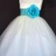 Ivory Wedding Bridal Bridesmaids Petal Flower Girl Dress Toddler 9 12 18 24 Months 2 4 6 8 10 12 14 Size Sash Color 30