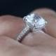 White Sapphire Diamond prongs Cushion Solitaire Engagement Ring 3ct 8mm 14k 18k White Yellow Rose Gold-Platinum-Custom-Wedding-Anniversary