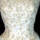 VINTAGE Gold Embroidery Lace FLORAL Ivory Satin Bead Sequin Organza VICTORIAN Gothic Basque Bodice Wedding Gown Dress Chapel Train Edwardian