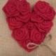 10" x 10" Natural Burlap Ring Bearer Pillow w/ Red Burlap Rosette Heart/Jute Twine Detail- Rustic/Country/Shabby Chic/Folk/Wedding