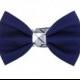 Navy Plaid Bow Tie Dog Collar Set/ Classic Dog Bow Tie Collar: Navy Plaid
