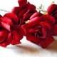 Deep Red Rose, Bohemian Wedding Hair Accessories, Bridal Red Hair Flower, Bobby Pins, Set of 4