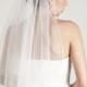 Waterfall - one layer wedding bridal veil, with a thin seam edge, gathered on top, white or ivory