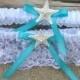 Beach Wedding Starfish Garter Set,SOMETHING AQUA BLUE, Lingerie Garter,Destination Weddings, Mermaids, Mint Aqua,Turquoise Blue