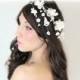 SALE Flower Headband Cascade Crown, Wedding Tiara, wedding accessories, bridal flower,  White whimsical wedding - MORA- by DeLoop