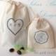 Wedding Favor Bags, set of 60 4x6 inch Customized Handstamped Linen Bags, jewelry bags, gift bags, drawstring cloth bags, product packaging
